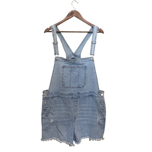 Women's Shorts Overalls X3 Light Denim Frayed Hem Jumper Festival Boho Hippie - Picture 1 of 16